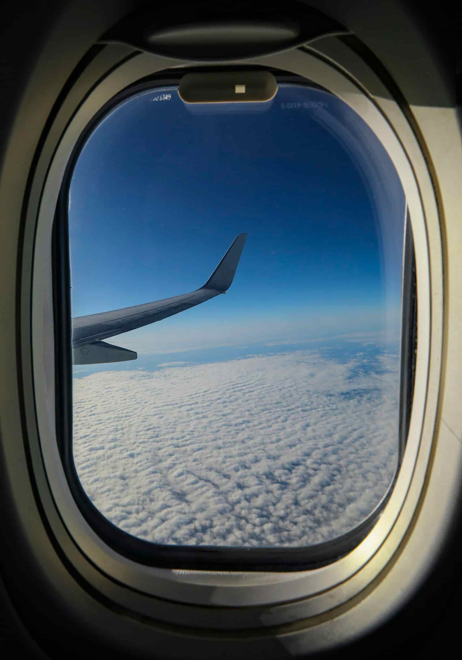 Airplane window view representing sustainable travel advisor business growth