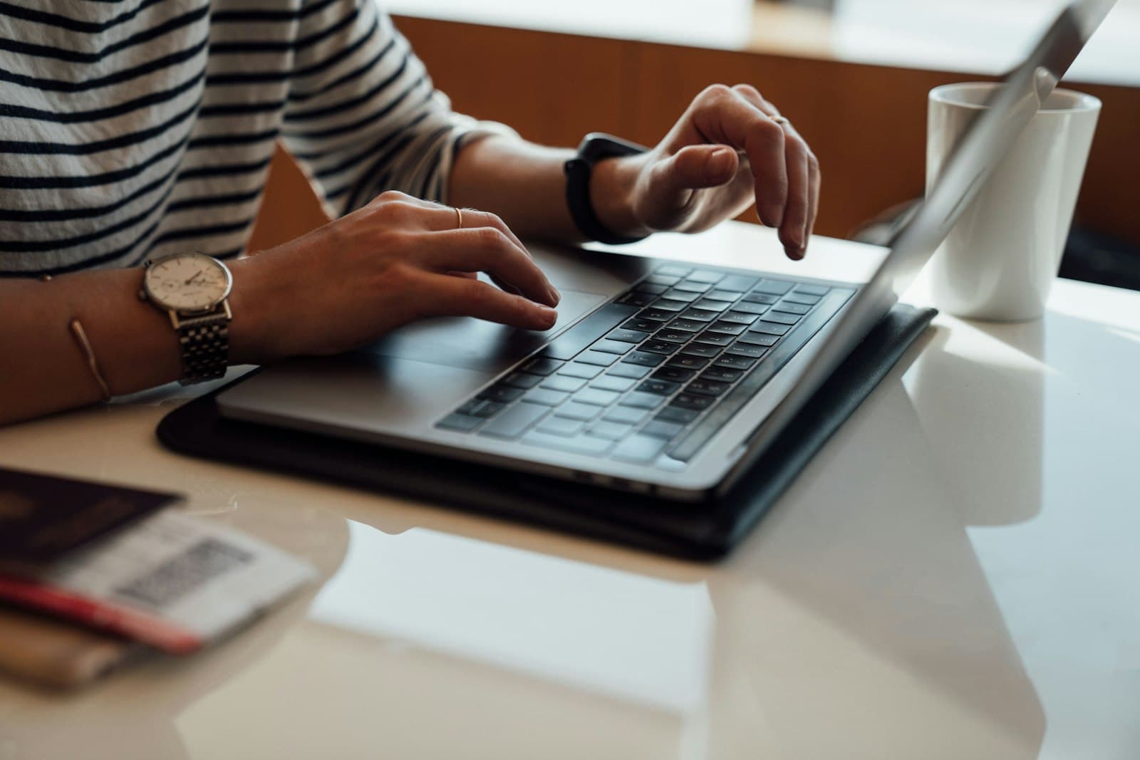 A quiet desk workspace, the kind of setup for testing a lead magnet's signup form the way a stranger actually would.