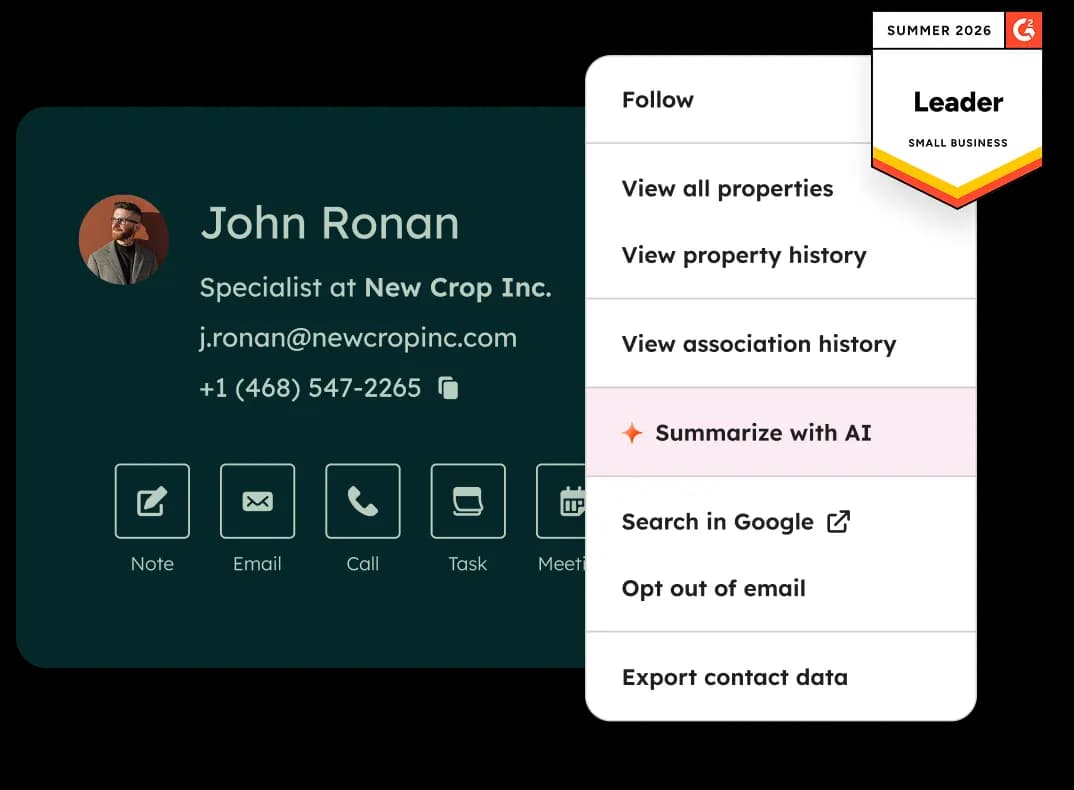 HubSpot CRM interface showing contacts, deals and a sales pipeline HubSpot CRM interface showing contacts, deals and a sales pipeline